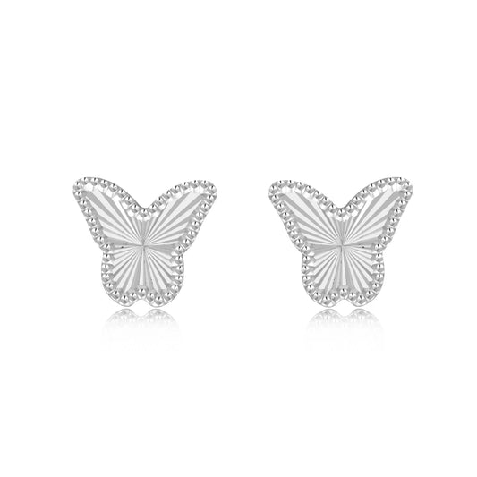 KAKODIY Unique Small 925 Sterling Silver Small Laser Textured Surface Butterfly Stud Earrings Women Daily Wear - product image 1
