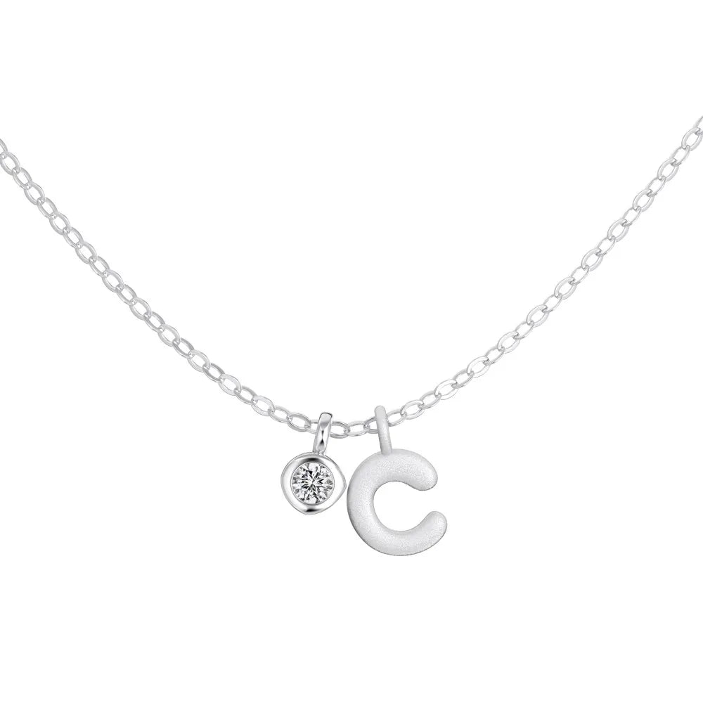 925 Sterling Silver C Initial 5A CZ Necklace product image 5