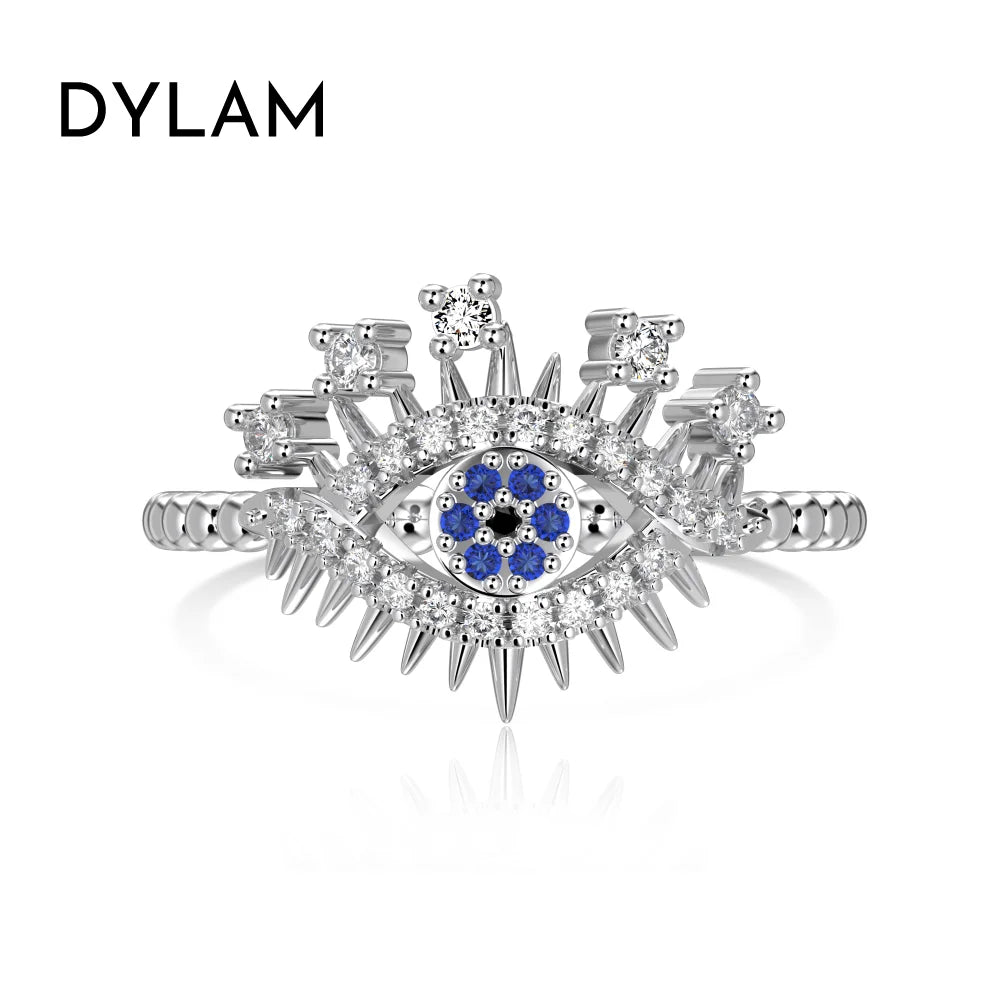 925 Sterling Silver Evil Eye CZ Adjustable Ring product image 6