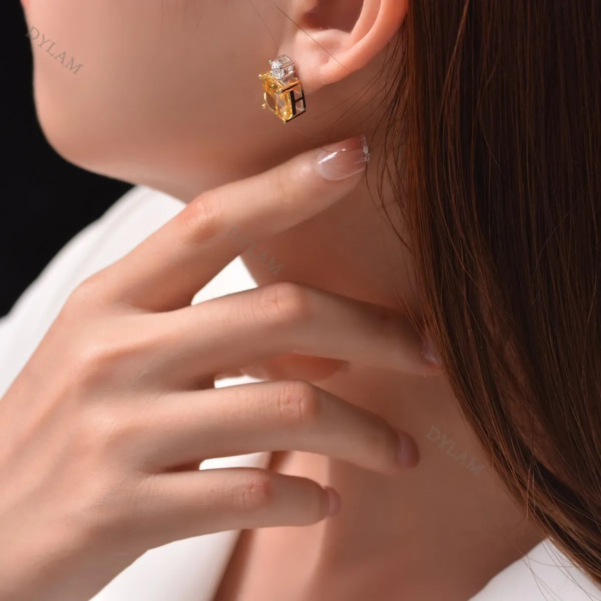 New Arrival 8A Luxury Square CZ Zircon Stone Stud Drop Earrings S925 Sterling Silver Jewelry for Wedding Women Party