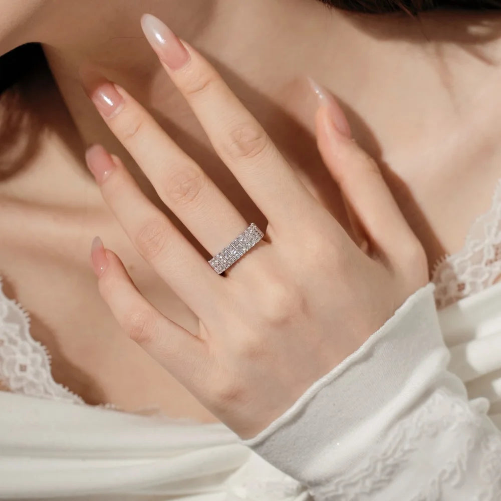 Delicate Chunky Multiple Layer Wedding Band 5A Cubic Zirconia S925 Silver Women Dress up Jewelry Engagement Proposal Rings