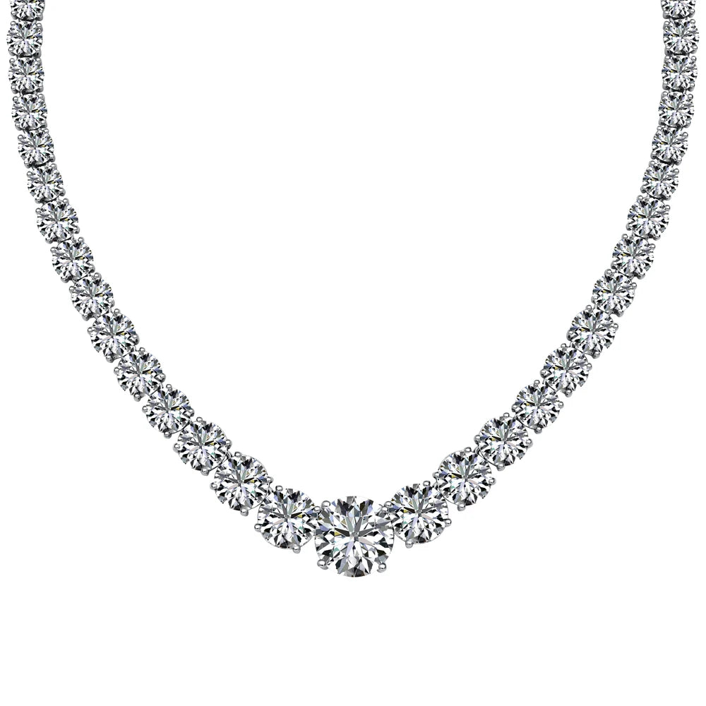 925 Sterling Silver CZ Statement Tennis Necklace by KAKODIY