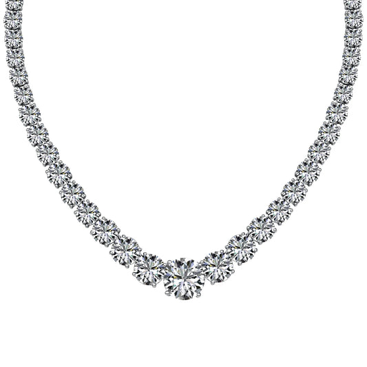925 Sterling Silver CZ Statement Tennis Necklace by KAKODIY