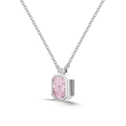 Luxury Fine Jewelry S925 Silver Solitaire Rectangle 8A Crushed Iced Out Cut Cubic Zirconia Pendant Necklace for Women