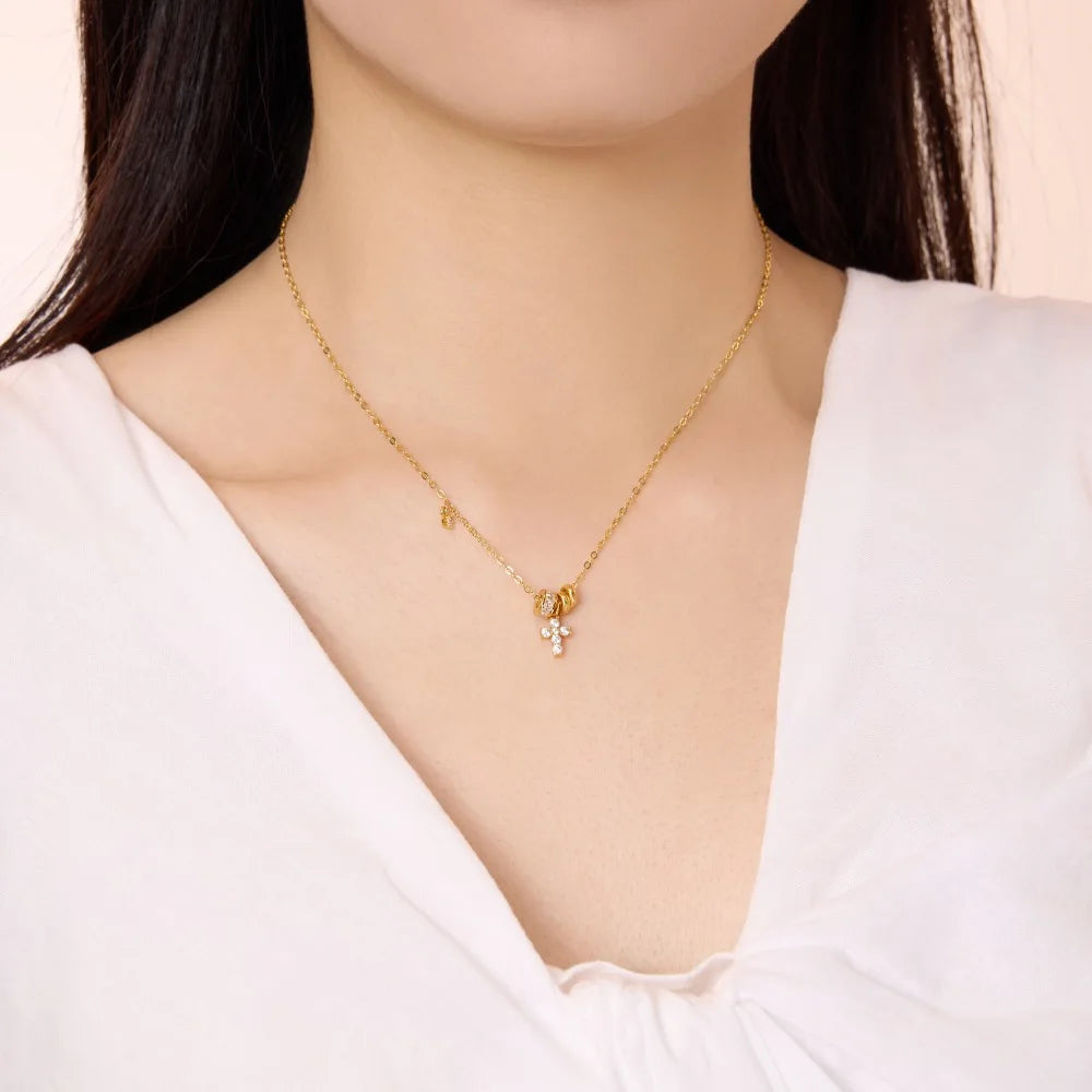 925 Silver Cross CZ Pendant Necklace DY191624 product image 5