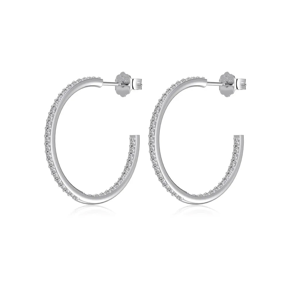KAKODIY Unique Fashion Design 925 Sterling Silver 5A Cubic Zirconia C Ring Stud Earrings Women's Everyday Wear