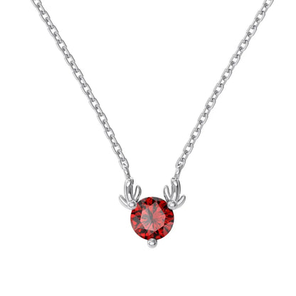 Stylish Delicate Jewelry Rhodium 18K Gold Plated Sterling Silver Link Chain 5A Zirconia Christmas Elk Pendant Necklaces