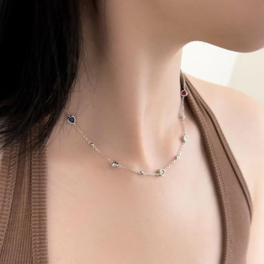 925 Silver Heart CZ Pendant Necklace DY191654 product image 6
