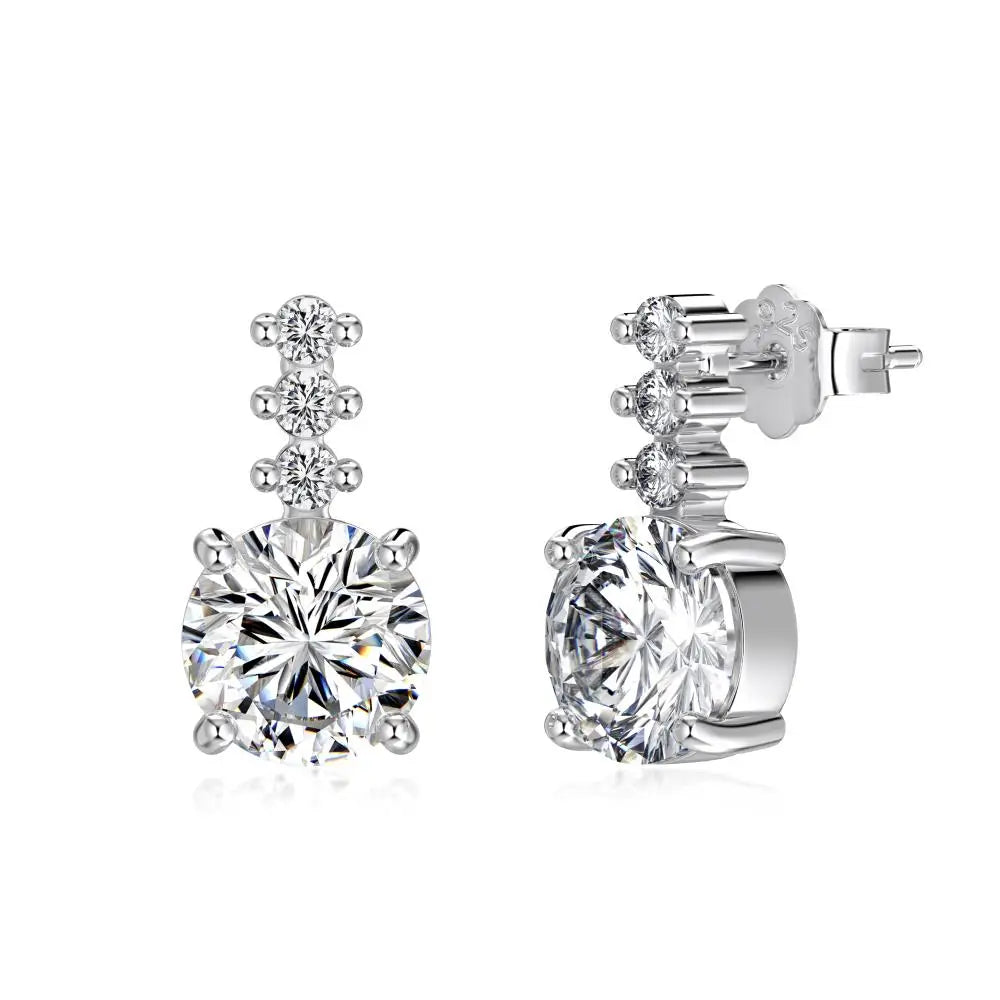 KAKODIY Fine Jewelry Round Zircon Pendant Earrings Fashion 925 Sterling Silver Anti Discoloration Women's Earrings