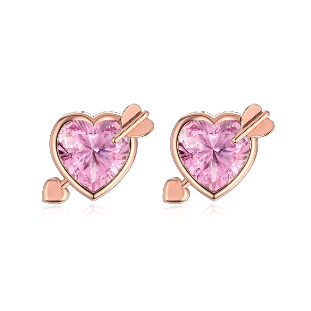 KAKODIY Tiny Charm Boutique Jewelry 925 Sterling Silver Plated Rose Gold Christmas Gift Heart Shape 5A Cubic Zirconia Stud Earrings - product image 1