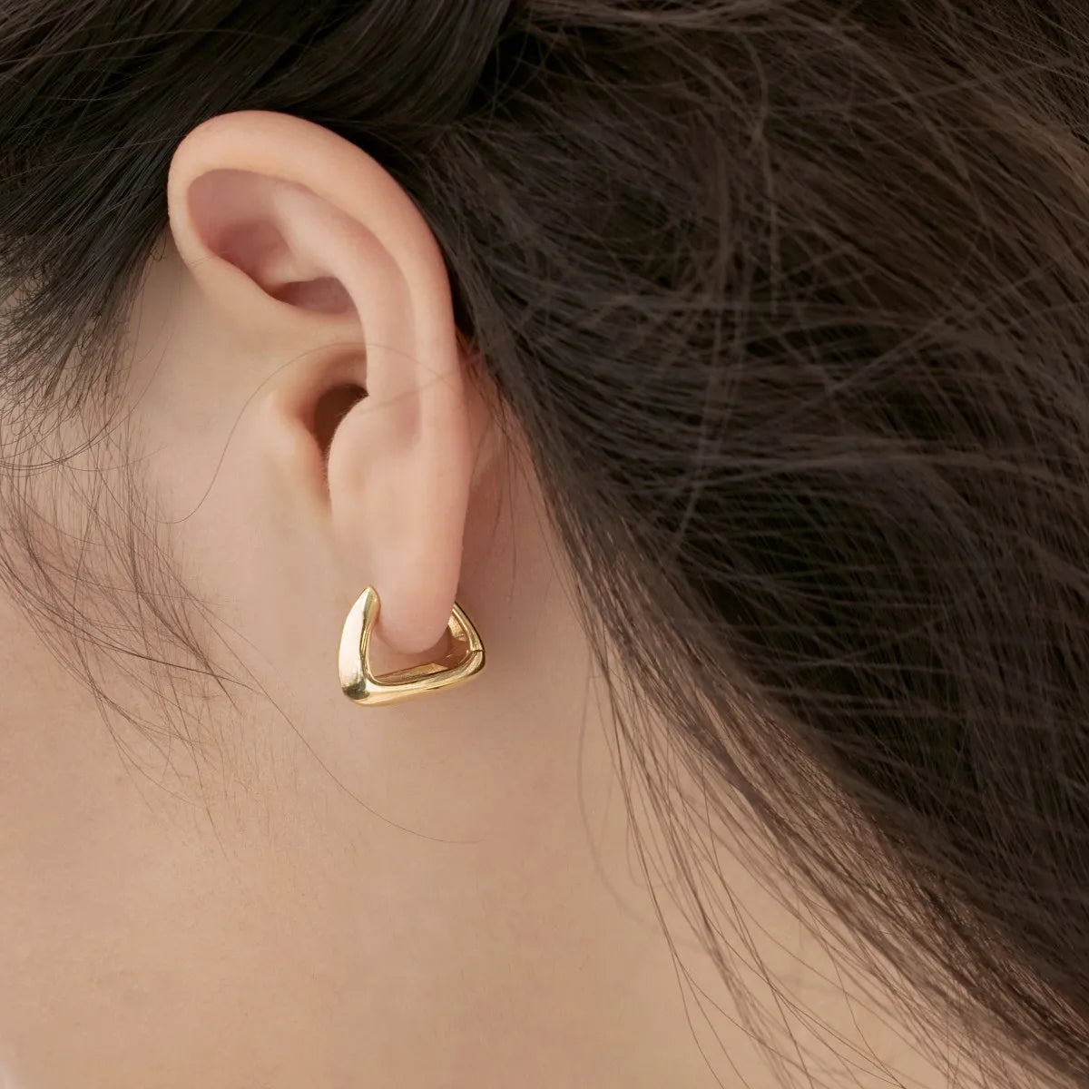 New Trendy Vintage Geometric Triangle Square Huggie Earring S925 Sterling Silver 18K Gold Plated Hoop Earrings for Women