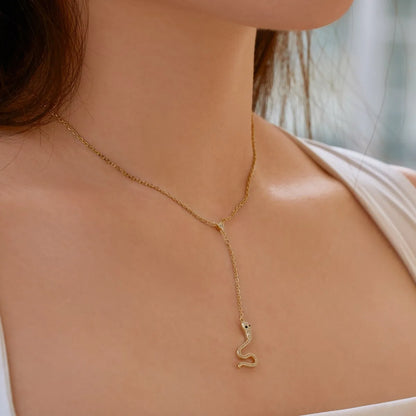 925 Sterling Silver Snake CZ Pendant Necklace product image 4