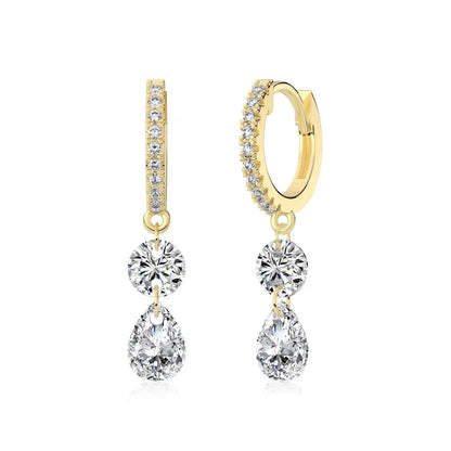 KAKODIY Luxury Zircon Drop Pendant 14K Gold Plated Earrings 925 Sterling Silver Fine Jewelry Earrings