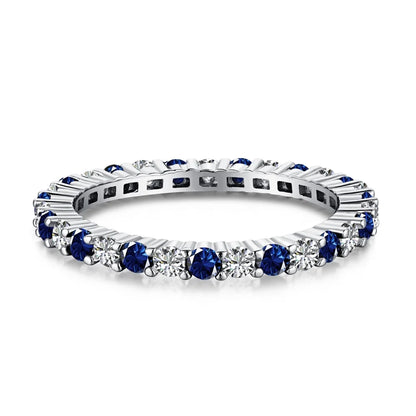 Dainty Classic Design S925 Silver Eternity Band Baguette Pink Green Blue 5A Cubic Zirconia Wedding Promise Bridal Rings