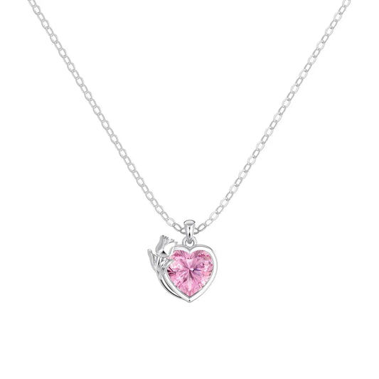 925 Silver Heart 5A CZ Pendant Necklace DY191827 by KAKODIY