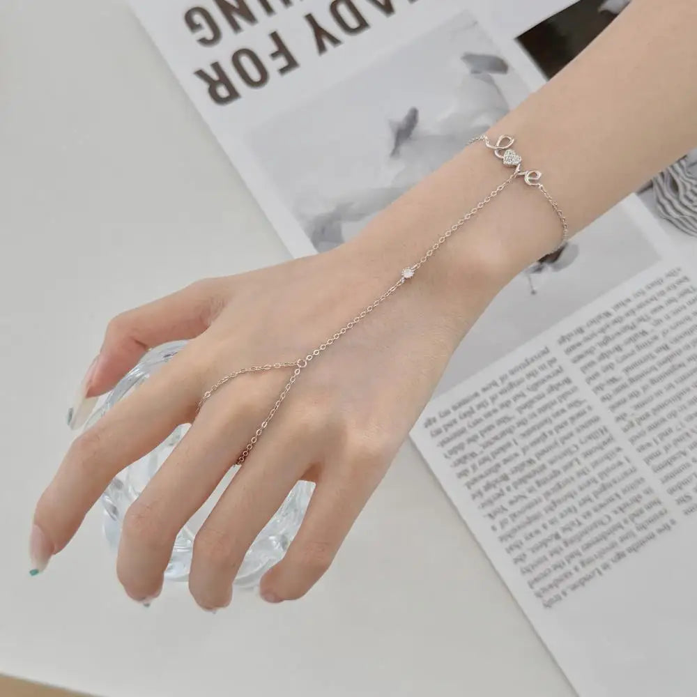 925 Sterling Silver Heart Chain Bracelet DY150607 product image 2