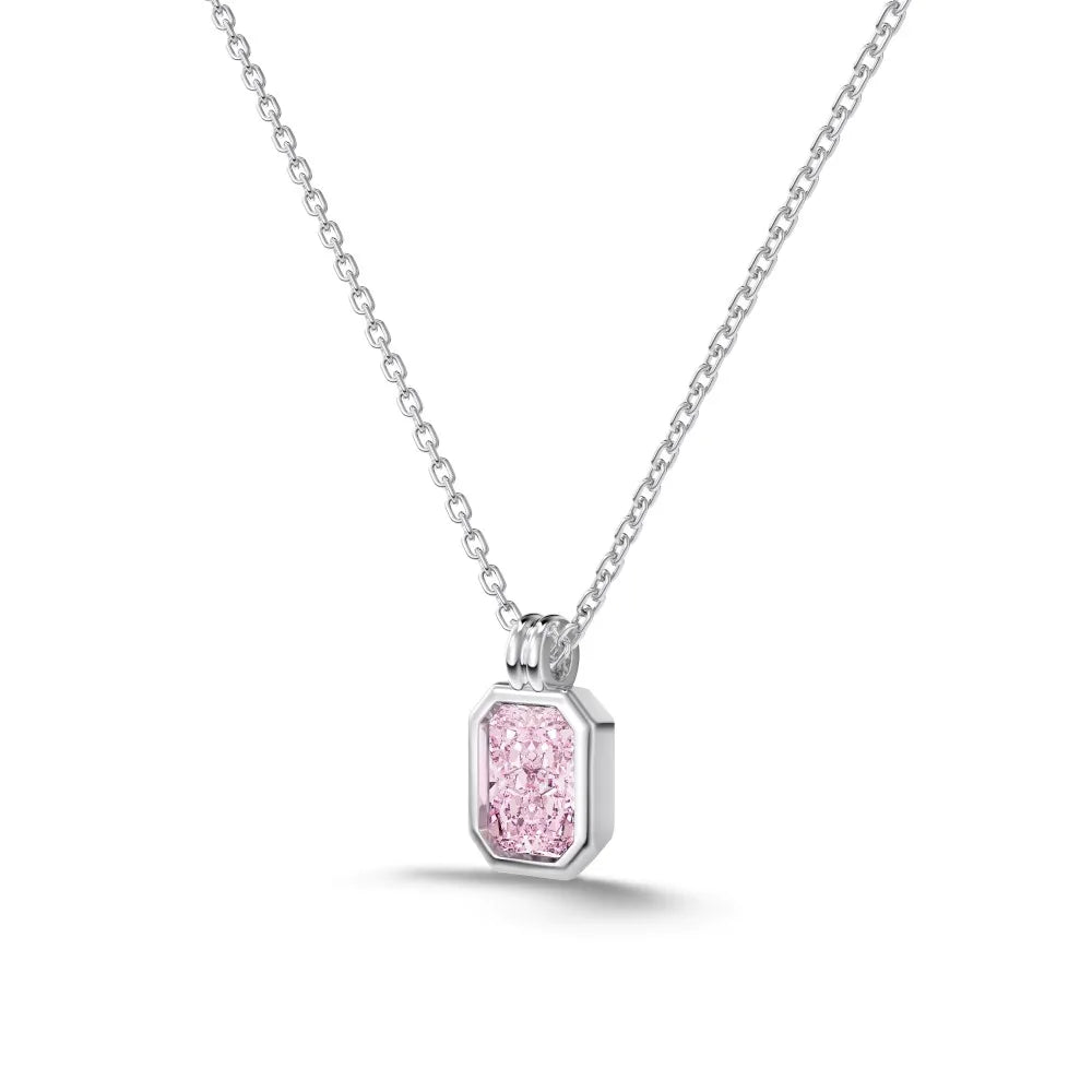 Classic Design Collection 925 Sterling Silver Chain Link Solitaire Rectangle 8A Cubic Zirconia Stone Pendant Necklaces