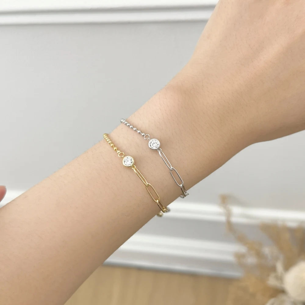 925 Sterling Silver 5A CZ Chain Bracelet DY150674 product image 2