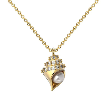 S925 Silver Conch Necklace Elegant Shell Pearl Shell Pendant Cz Cubic Zirconia Jewelry 18K Gold Plated Necklaces for Women