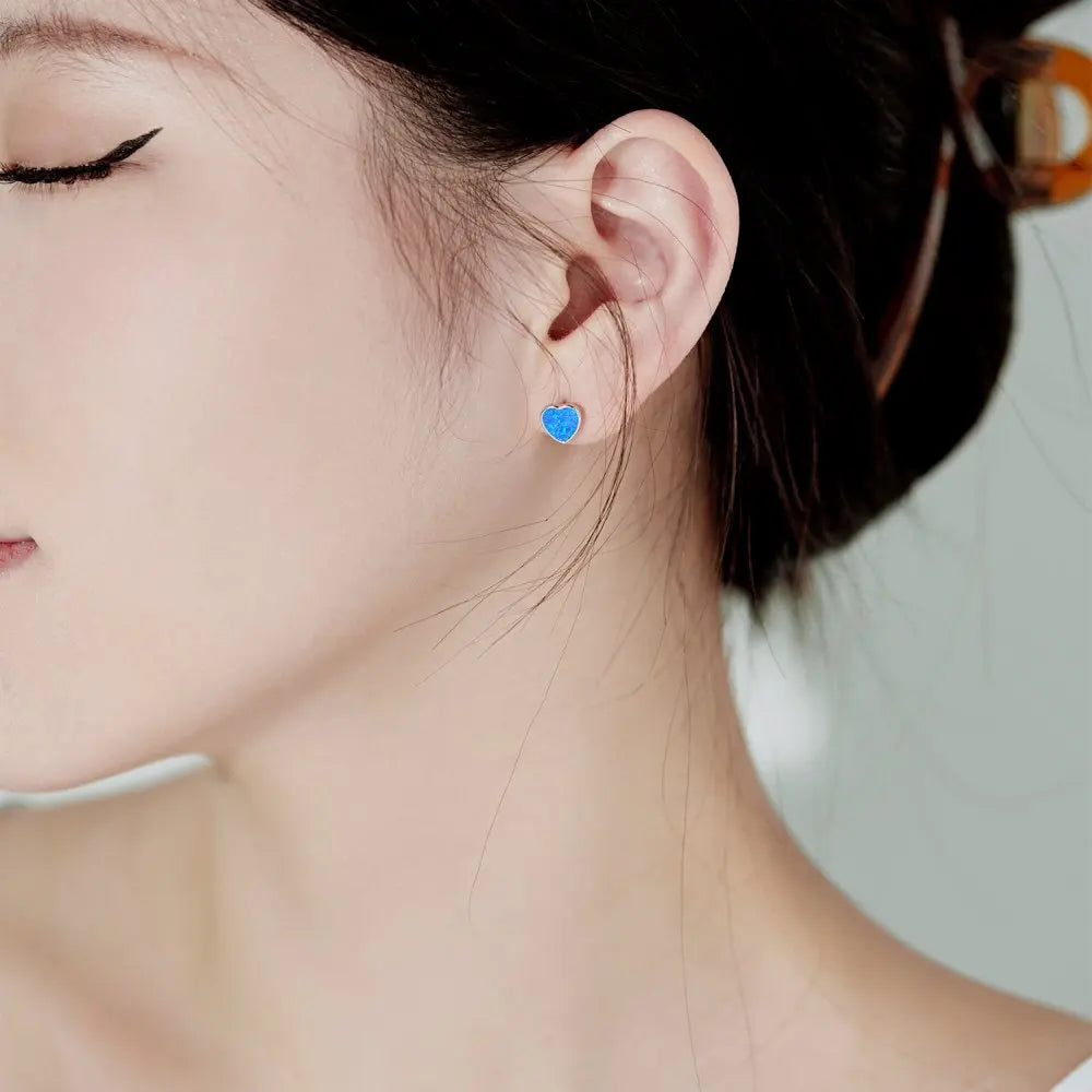 KAKODIY 925 Sterling Silver Blue Pink Square Zircon Jewelry Gift Custom Colored Heart Opal Earrings Women - product image 5