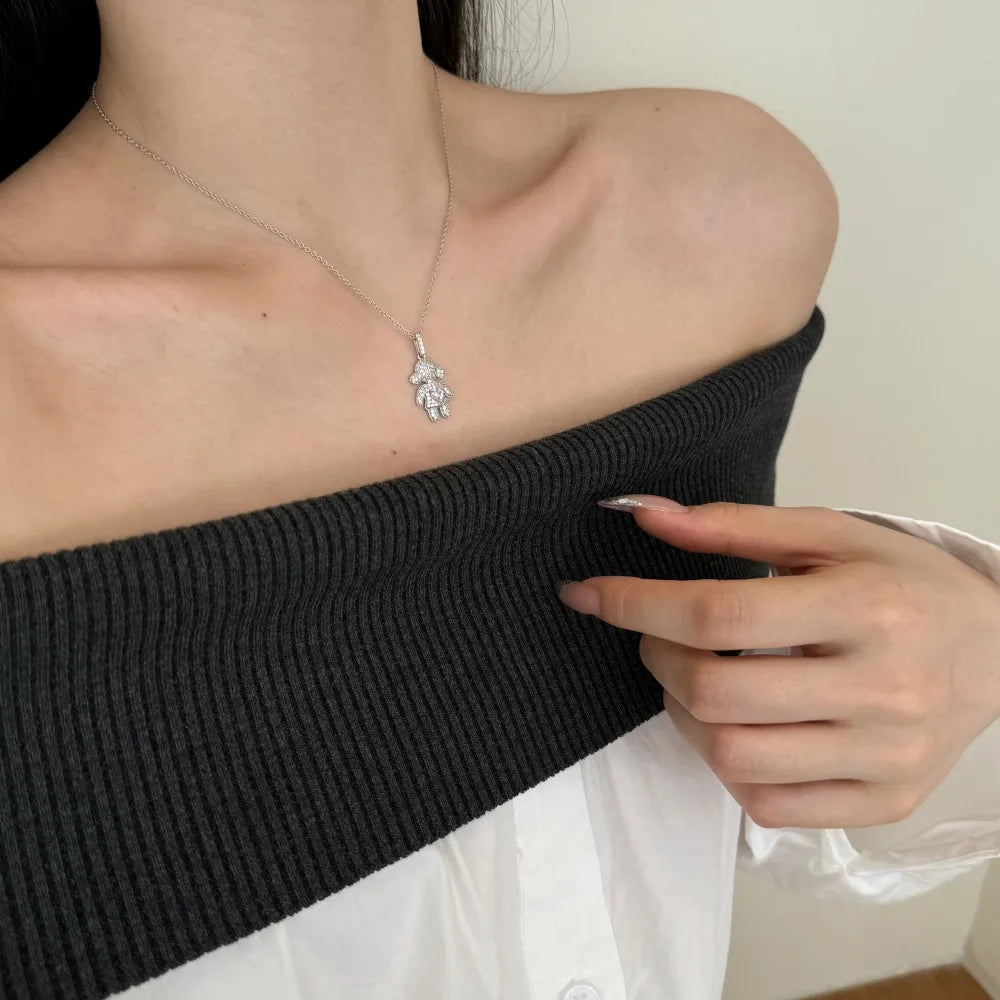 Special Design OEM ODM Jewelry Supplier S925 Silver 18K Gold Plated Dazzle 5A Zirconia Small Girls Pendant Necklaces