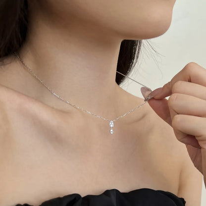 Wholesale Price S925 Sterling Silver Necklace Cubic Zirconia Cz 3 Stone Pendant Three Stone Waterdrop Pear Necklaces Women