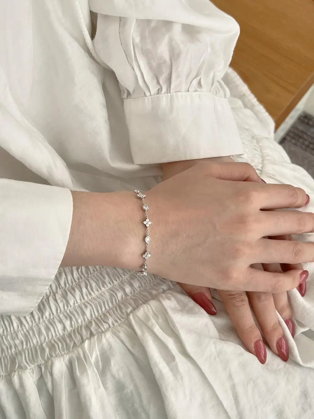 925 Sterling Silver Clover CZ Bracelet product image 3