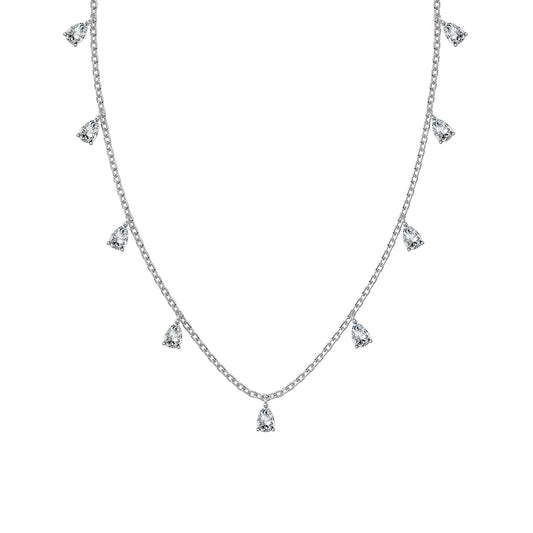 925 Sterling Silver Teardrop Sapphire CZ Necklace by KAKODIY