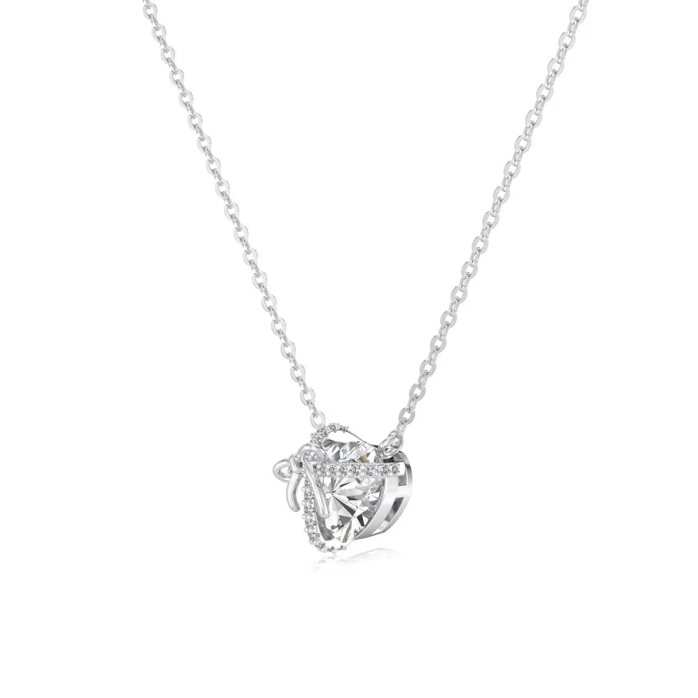 925 Silver Heart 5A CZ Pendant Necklace DY191857 product image 6