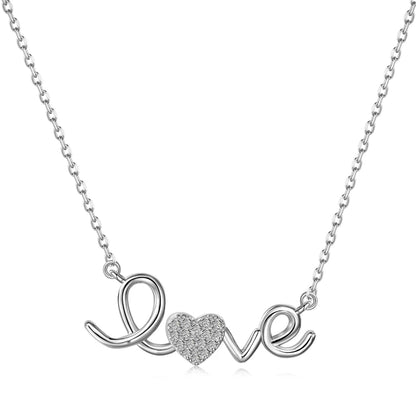 925 Sterling Silver Heart CZ Initial Necklace by KAKODIY