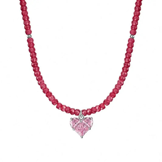 925 Silver Heart CZ Pendant Necklace DY190992 by KAKODIY