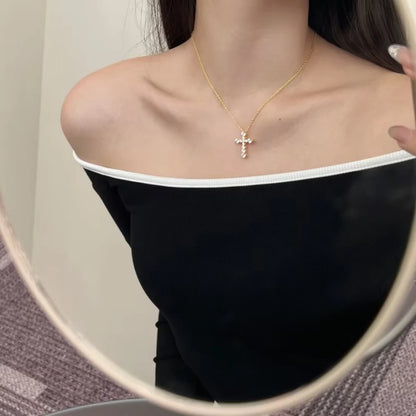 Classic Design Fine Jewelry 925 Sterling Silver Christ Catholic Religious 5A Cubic Zirconia Cross Pendant Necklaces