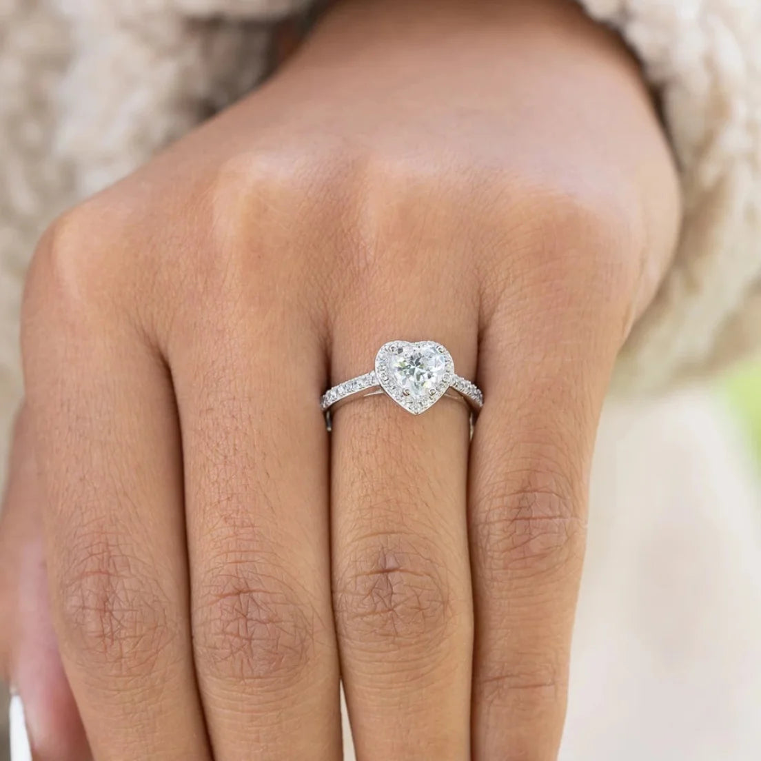 925 Silver Heart CZ Engagement Ring TL120016 product image 4
