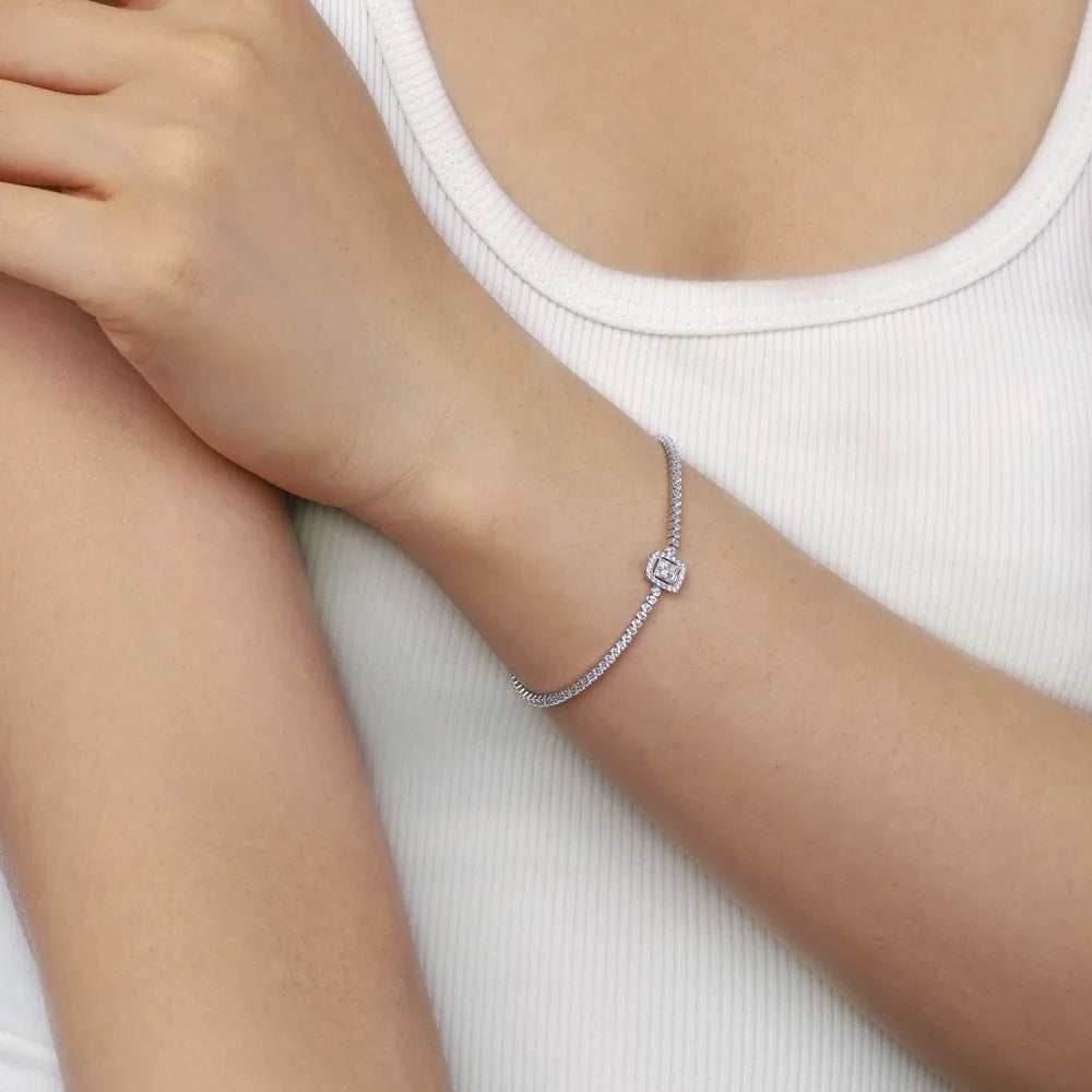 925 Sterling Silver CZ Chain Bracelet DY150222 product image 4