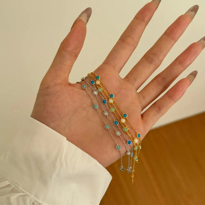 925 Sterling Silver Opal Chain Bracelet product image 3
