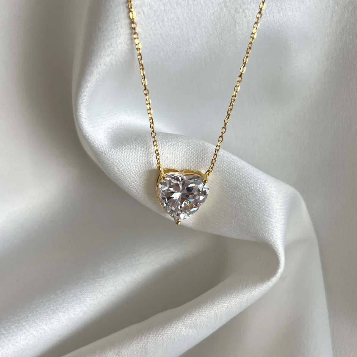 925 Sterling Silver Heart 8A CZ Pendant Necklace product image 2