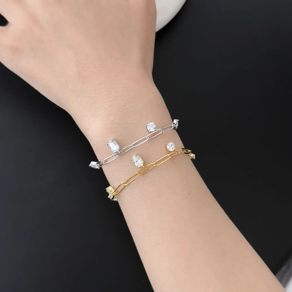 925 Sterling Silver 5A CZ Charm Bracelet DY150560 product image 2