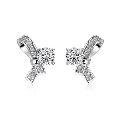 KAKODIY new elegant design boutique jewelry rhodium-plated 925 Sterling Silver 5A cubic zirconia bow earrings daily wear - product image 1