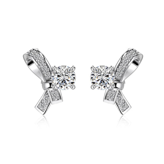 KAKODIY new elegant design boutique jewelry rhodium-plated 925 Sterling Silver 5A cubic zirconia bow earrings daily wear - product image 1