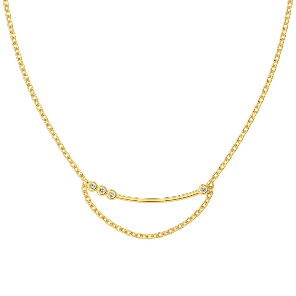 New Arrival 18K Gold Plated  Necklace New Smile Cz Cubic Zirconia Moon Pendant Necklaces S925 Silver Jewelry