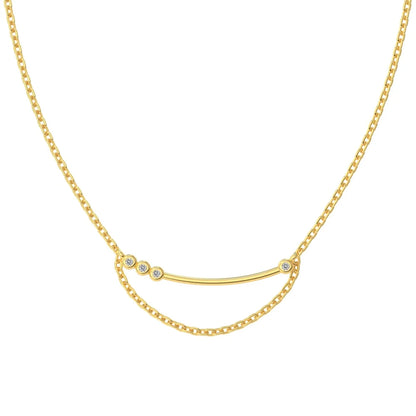 New Arrival 18K Gold Plated  Necklace New Smile Cz Cubic Zirconia Moon Pendant Necklaces S925 Silver Jewelry