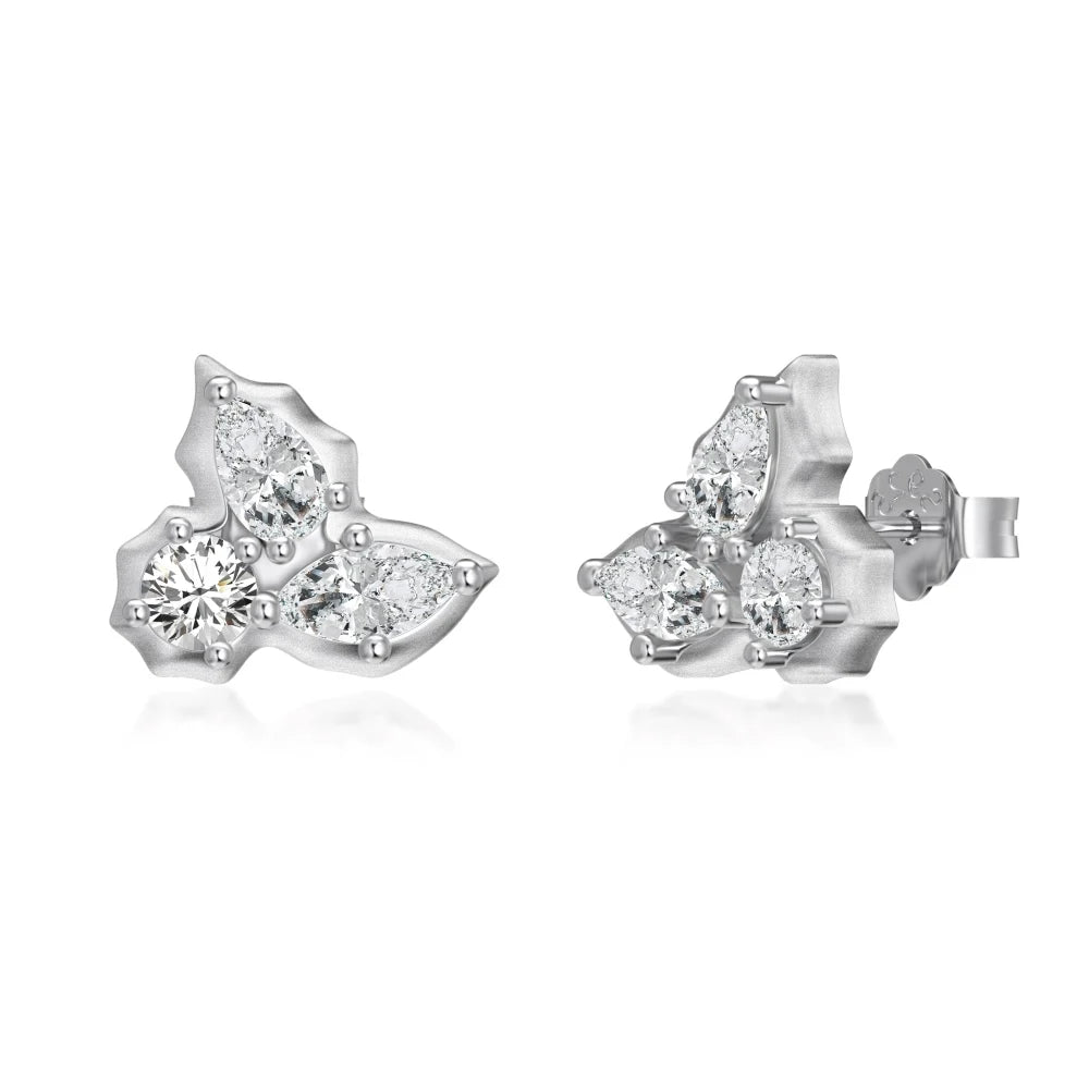 Dylam Trending Geometric Design Solid S925 Silver Rhodium 18K Gold Plated Triangle Marquise 5A CZ Zirconia Stud Earrings Jewelry