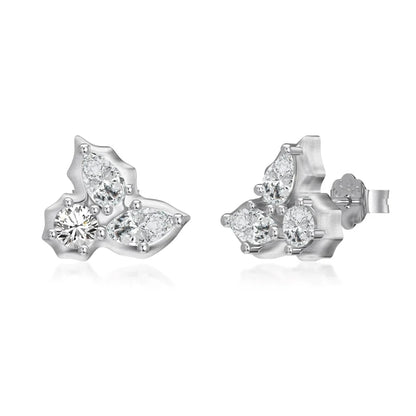 Dylam Trending Geometric Design Solid S925 Silver Rhodium 18K Gold Plated Triangle Marquise 5A CZ Zirconia Stud Earrings Jewelry