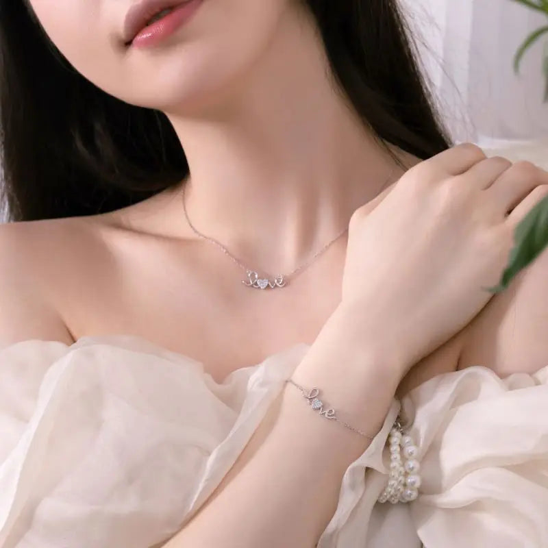 925 Sterling Silver Heart CZ Initial Necklace product image 2