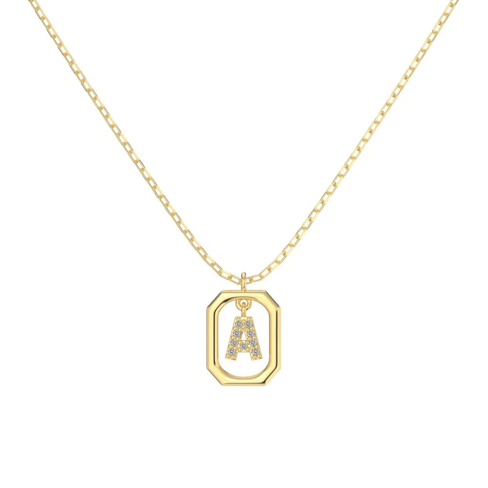 925 Silver A Initial 5A CZ Necklace DY191329 product image 6