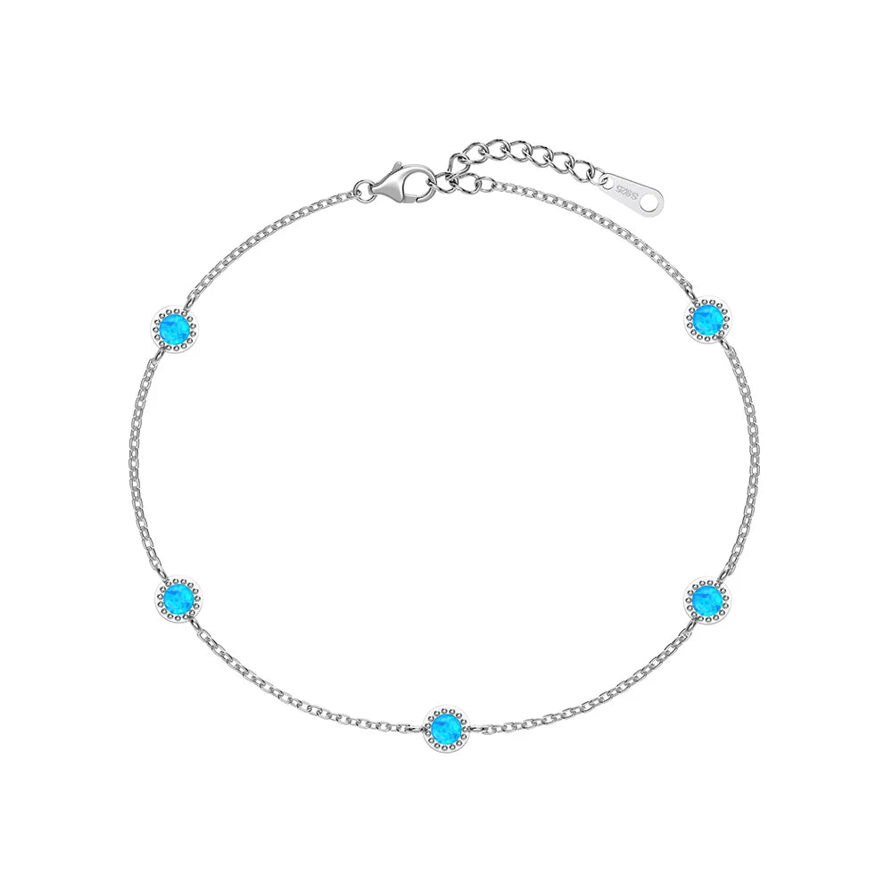 925 Sterling Silver Opal Chain Bracelet product image 10