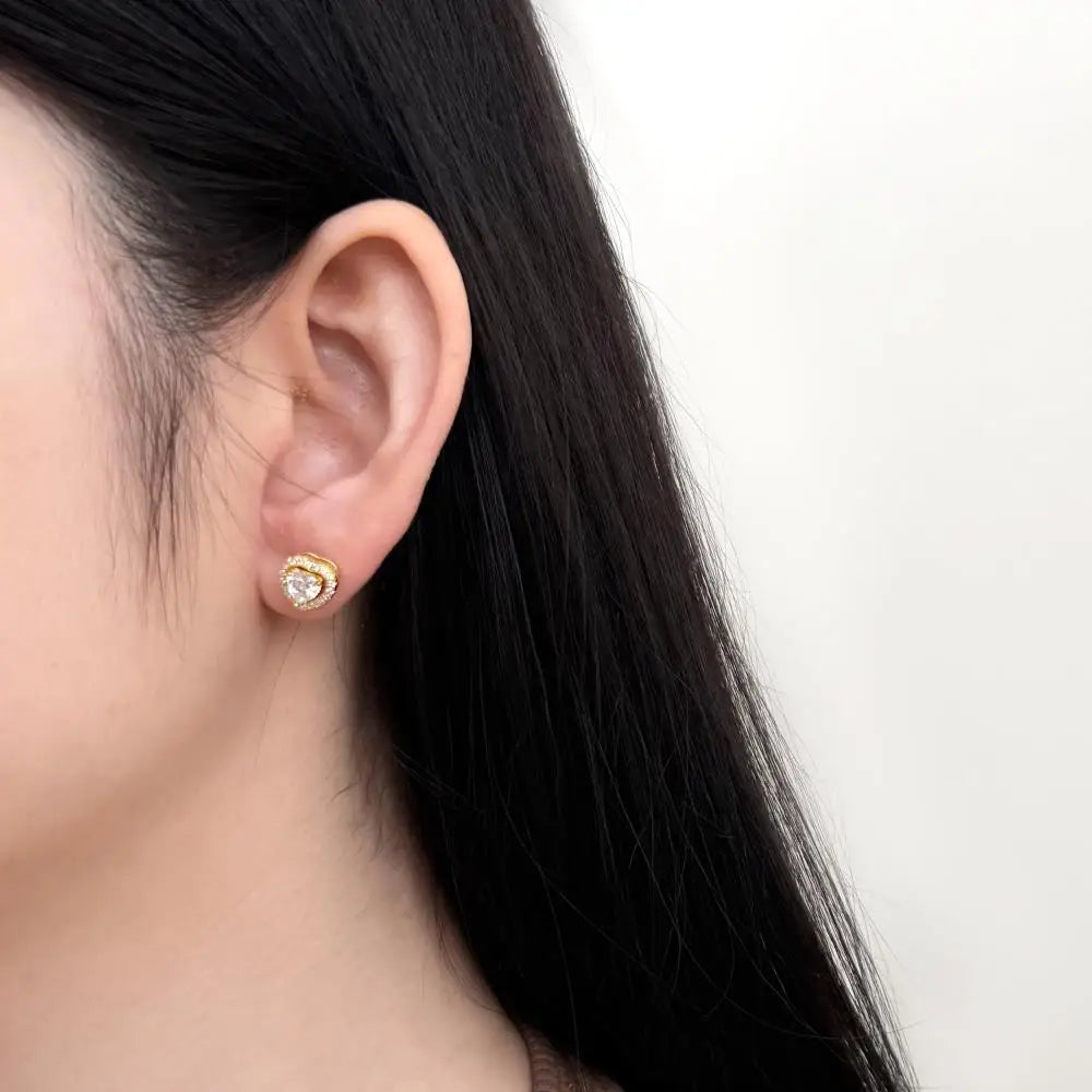 KAKODIY Luxury Jewelry Earrings 18K Gold Plate Sterling Silver 925 Sterling Silver Heart Stud Earrings 5A Cubic Zirconia Earrings - product image 5