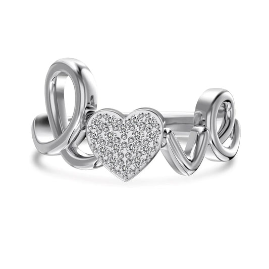 925 Sterling Silver Heart CZ Minimalist Ring by KAKODIY
