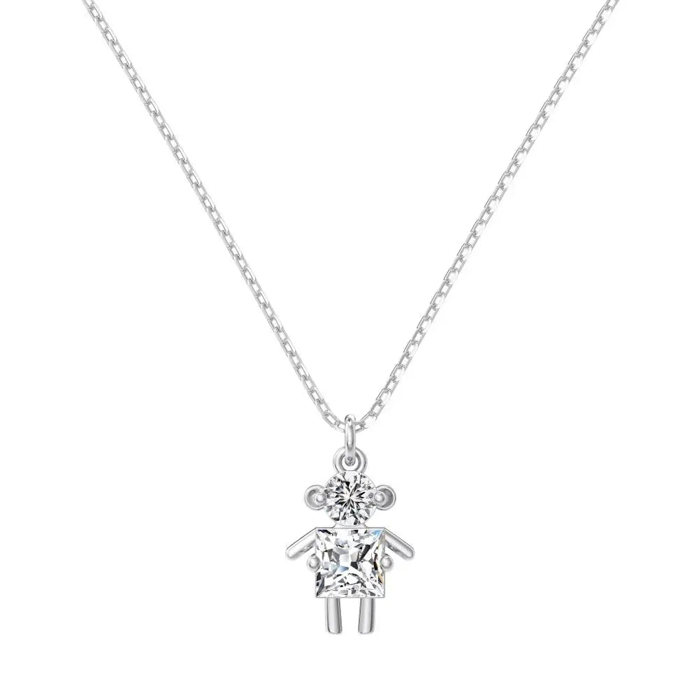 925 Silver CZ Statement Pendant Necklace DY191178 by KAKODIY