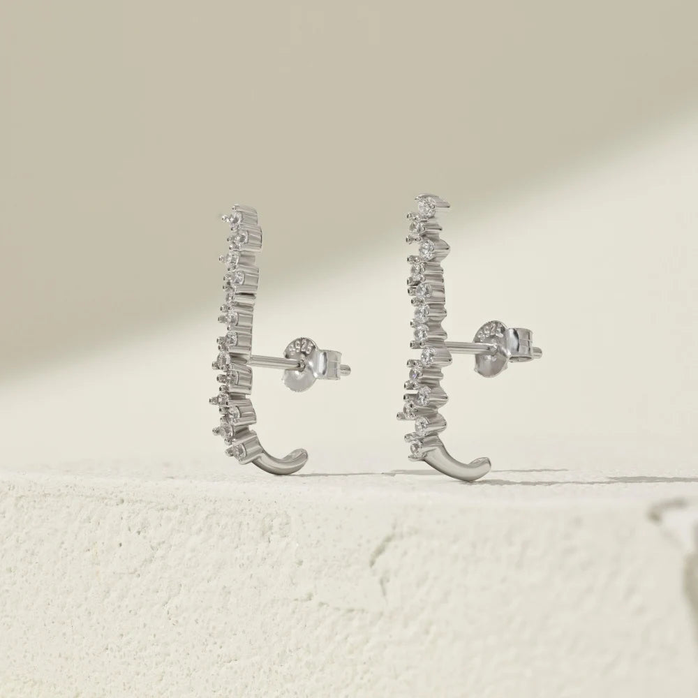 Wholesale Price 18K Gold Plated 925 Silver Bar Earring Iced Out Fine Jewelry Row Zircon Paved Long Stud Earrings Women